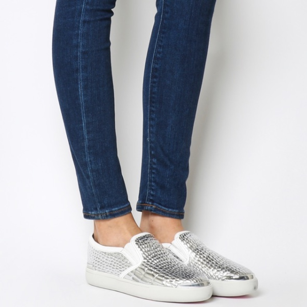 Ted Baker•Metallic Silver Slip-On Sneakers•NEW